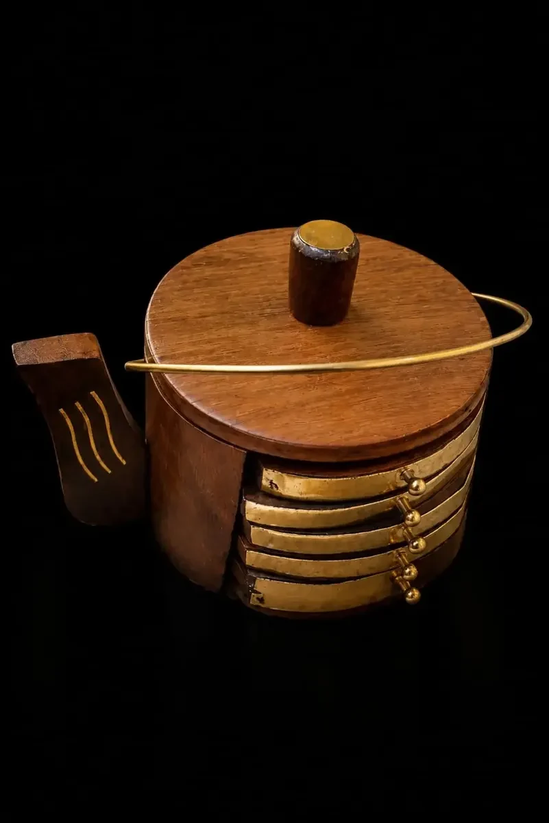 UP Wooden Coaster Set with Holder (Set of 6)