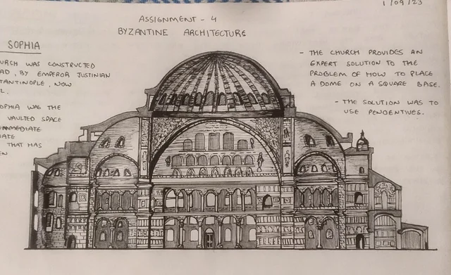 A pencil study of Hagia Sophia