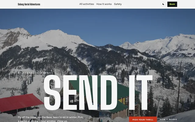 Solang Aerial: the home page on a laptop
