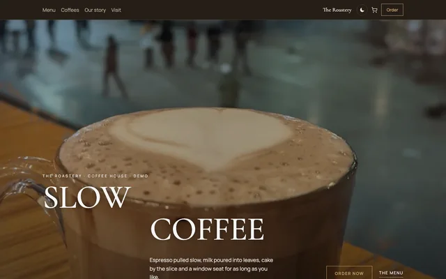 The Roastery: the home page on a laptop