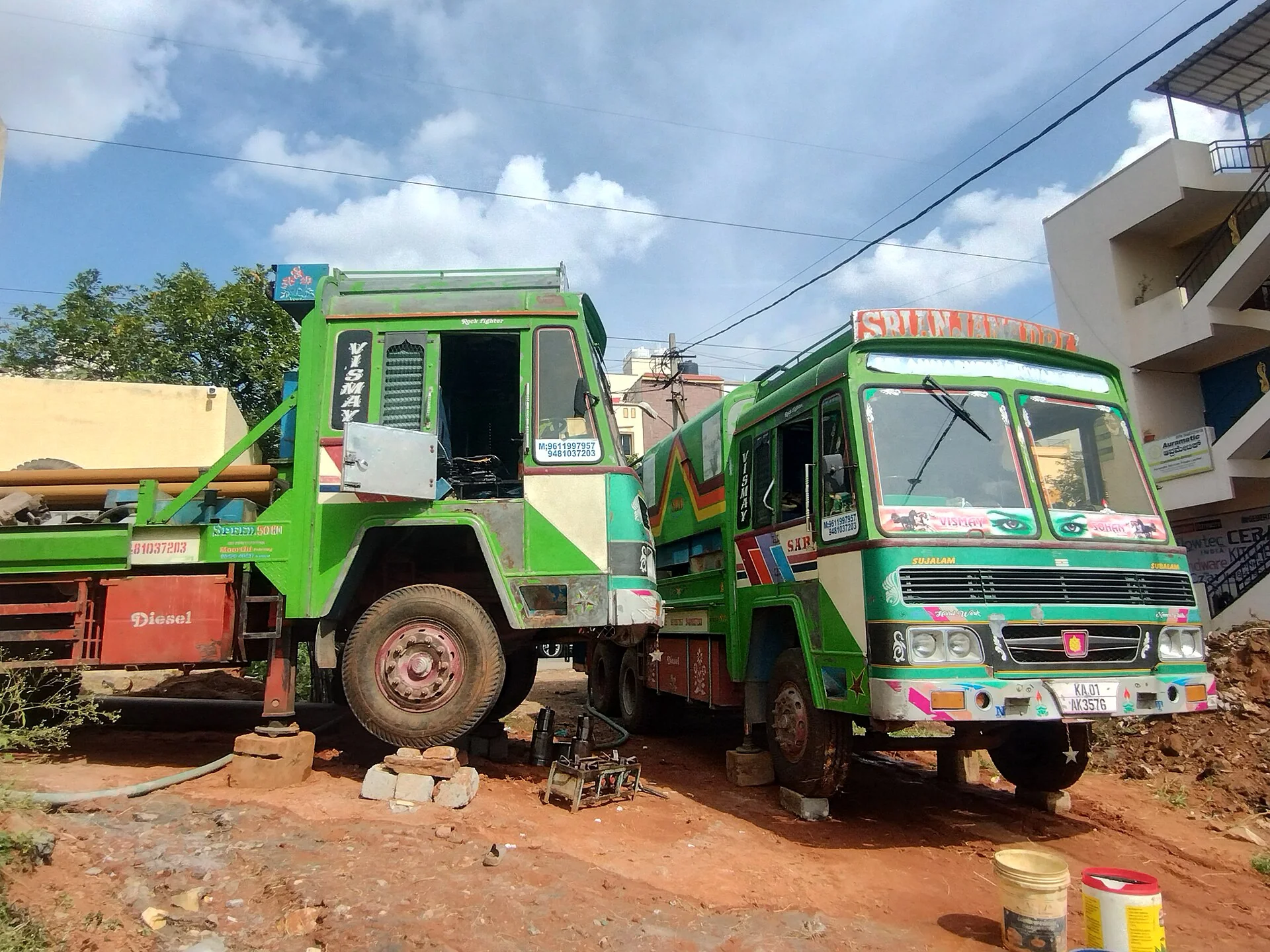 Two lorries, one job
